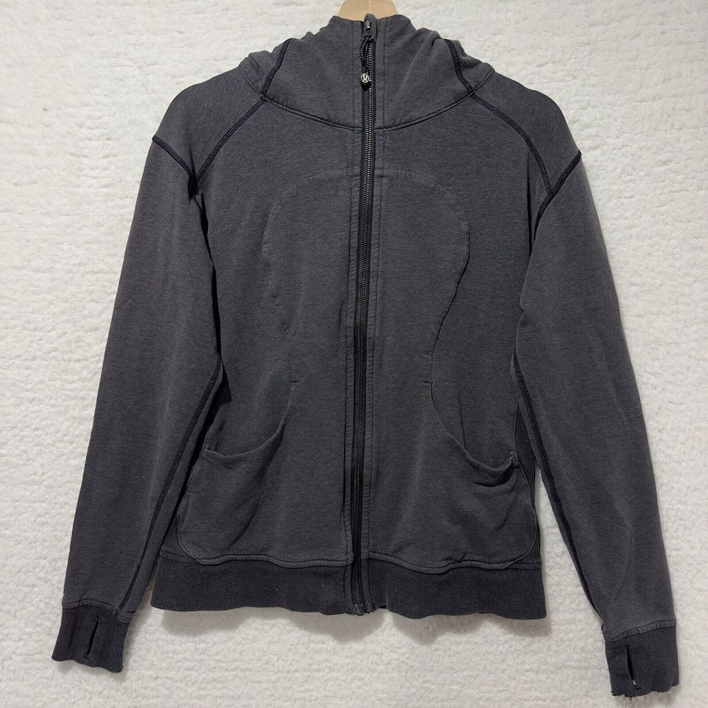 Lululemon Womens Gray Scuba Full Zip Hoodie Jacket‎ Size 8